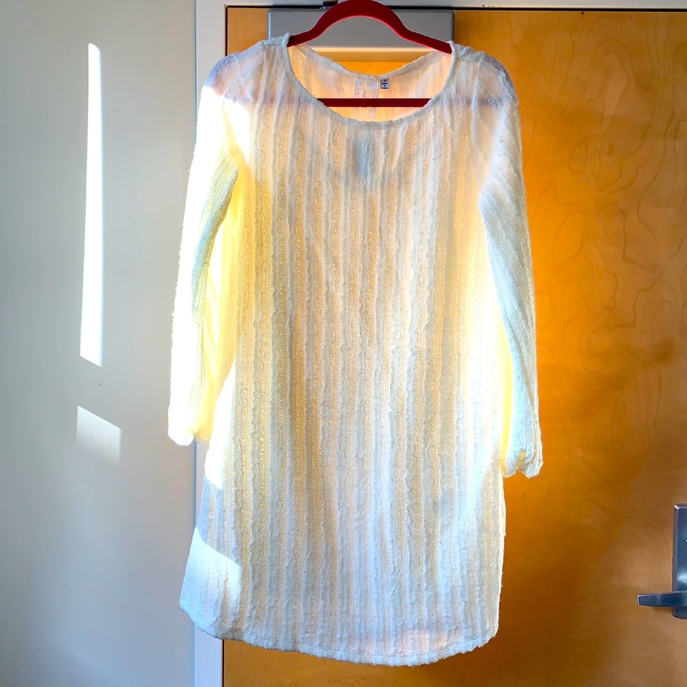Cream knit dress, attached slip underneath, size S NWT